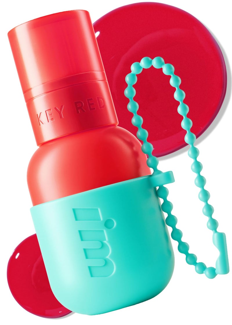 IM MEME Color Key Ring Water Gel Lip Tint  01 Coral Picnic  Long Lasting Lip Gloss Hydrating Glossy Finish Kbeauty Cute Korean Makeup Compact Portable Keychain TravelFriendly Gift 009 Oz